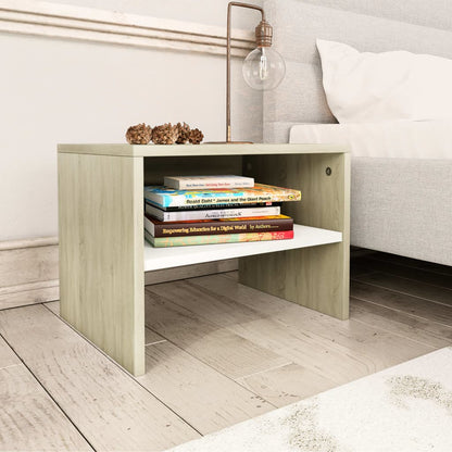 Comodini 2 pz Bianco e Rovere Sonoma 40x30x30 cm