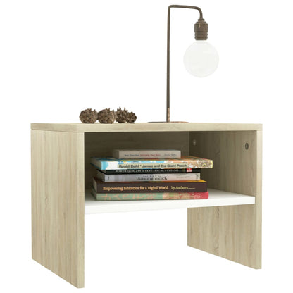 Comodini 2 pz Bianco e Rovere Sonoma 40x30x30 cm
