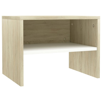 Comodini 2 pz Bianco e Rovere Sonoma 40x30x30 cm