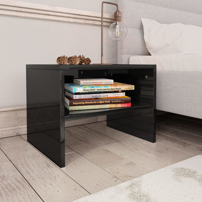 Comodini Nero lucido 2 pz 40x30x30 cm Legno Ingegnerizzato