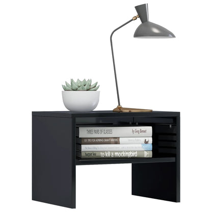 Comodini Nero lucido 2 pz 40x30x30 cm Legno Ingegnerizzato