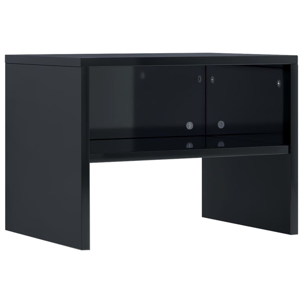 Comodini Nero lucido 2 pz 40x30x30 cm Legno Ingegnerizzato