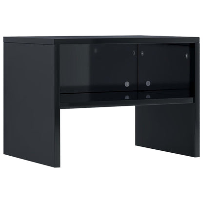 Comodini Nero lucido 2 pz 40x30x30 cm Legno Ingegnerizzato