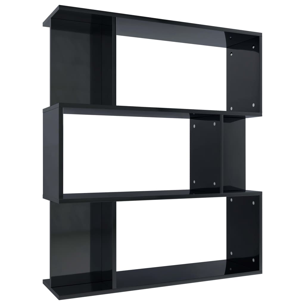 Libreria/Divisorio Nero Lucido 80x24x96 cm