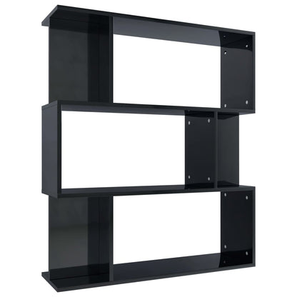 Libreria/Divisorio Nero Lucido 80x24x96 cm