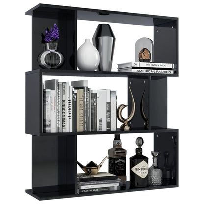 Libreria/Divisorio Nero Lucido 80x24x96 cm