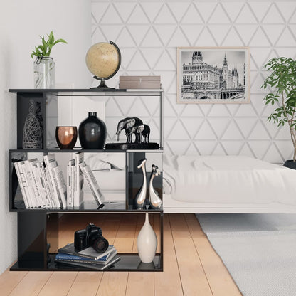 Libreria/Divisorio Nero Lucido 80x24x96 cm