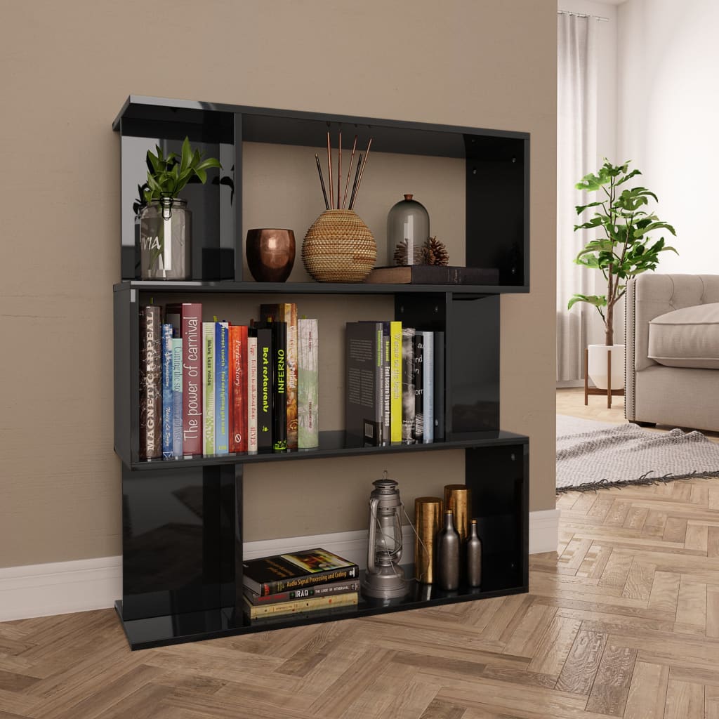 Libreria/Divisorio Nero Lucido 80x24x96 cm