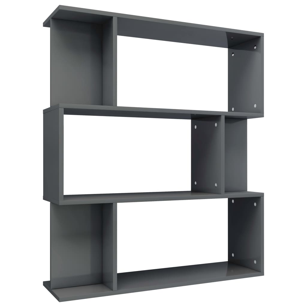 Libreria/Divisorio Grigio Lucido 80x24x96 cm Legno Multistrato