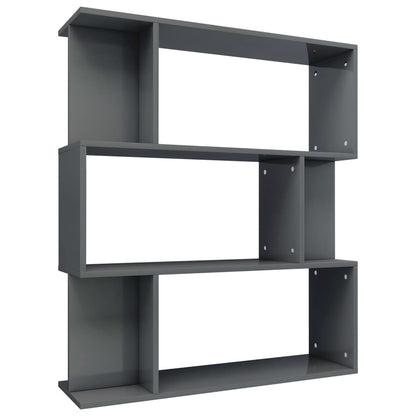 Libreria/Divisorio Grigio Lucido 80x24x96 cm Legno Multistrato