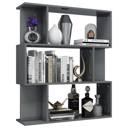 Libreria/Divisorio Grigio Lucido 80x24x96 cm Legno Multistrato