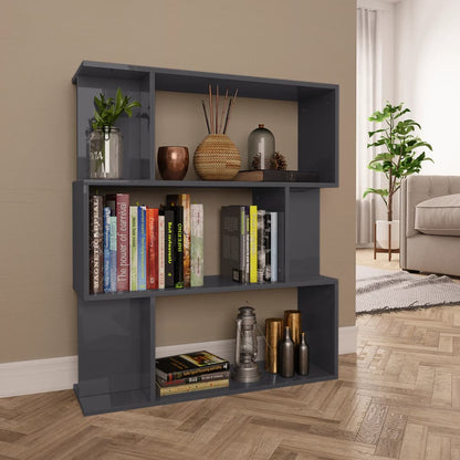 Libreria/Divisorio Grigio Lucido 80x24x96 cm Legno Multistrato