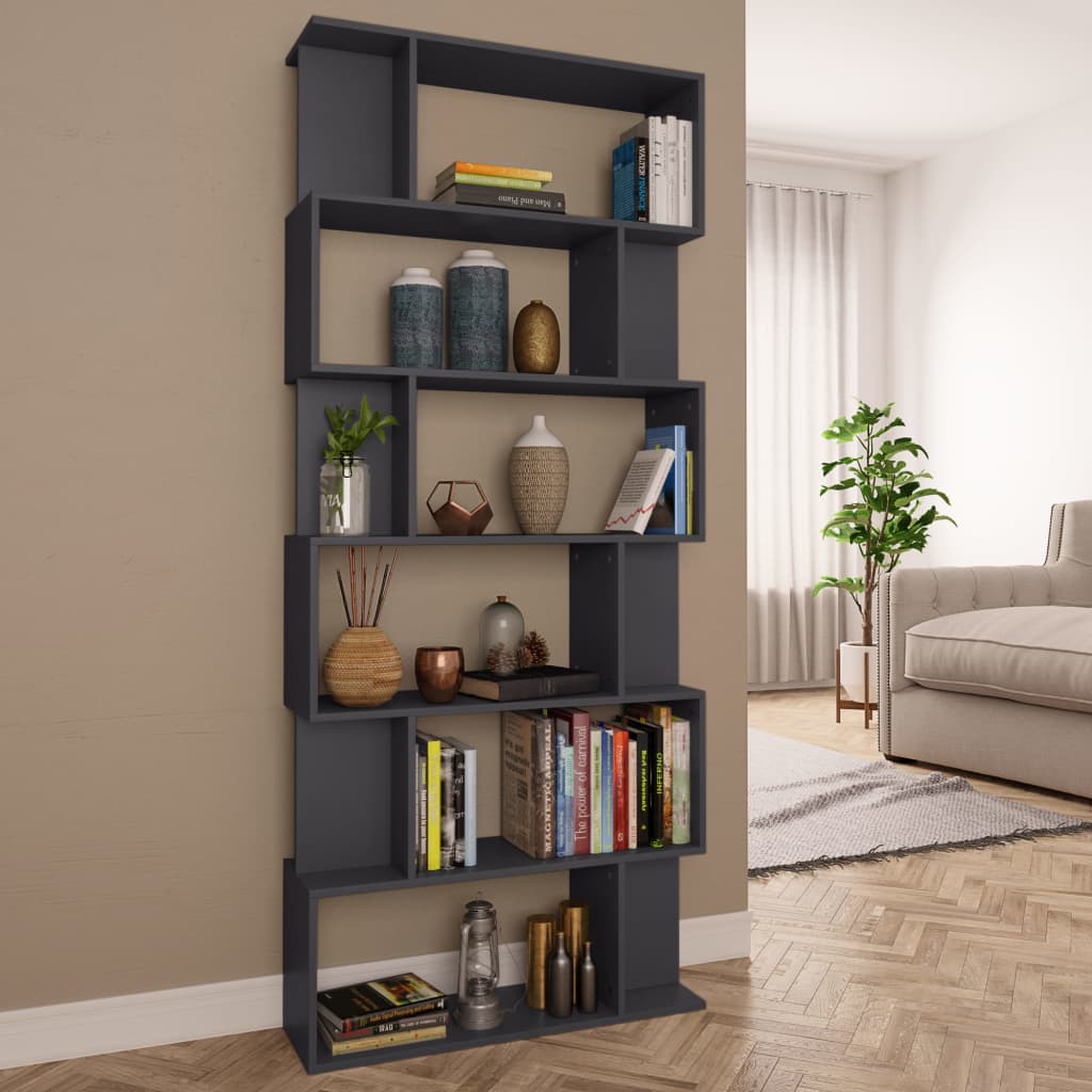 Libreria/Divisorio Grigio 80x24x192 cm in Legno Multistrato