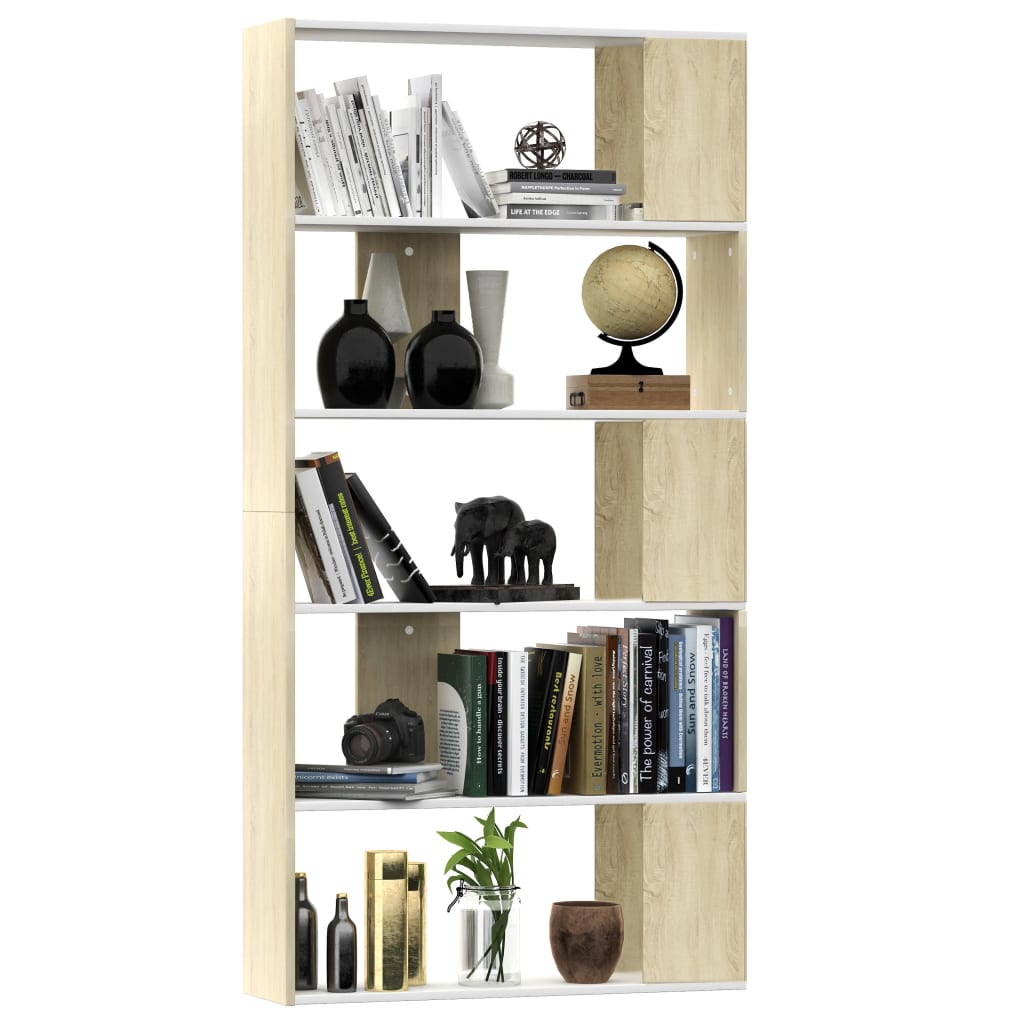 Libreria/Divisorio Bianco e Rovere Sonoma 80x24x159 cm