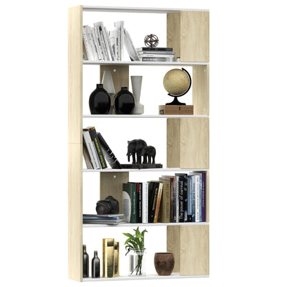 Libreria/Divisorio Bianco e Rovere Sonoma 80x24x159 cm