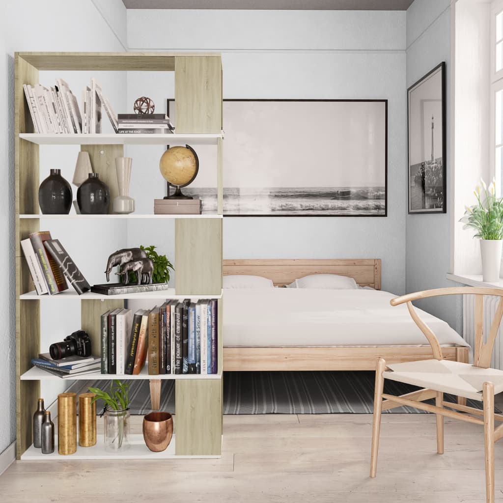 Libreria/Divisorio Bianco e Rovere Sonoma 80x24x159 cm