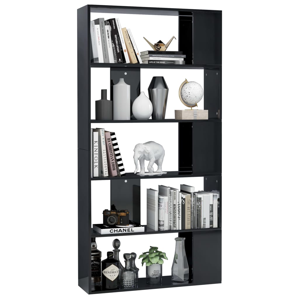 Libreria/Divisorio Nero Lucido 80x24x159 cm