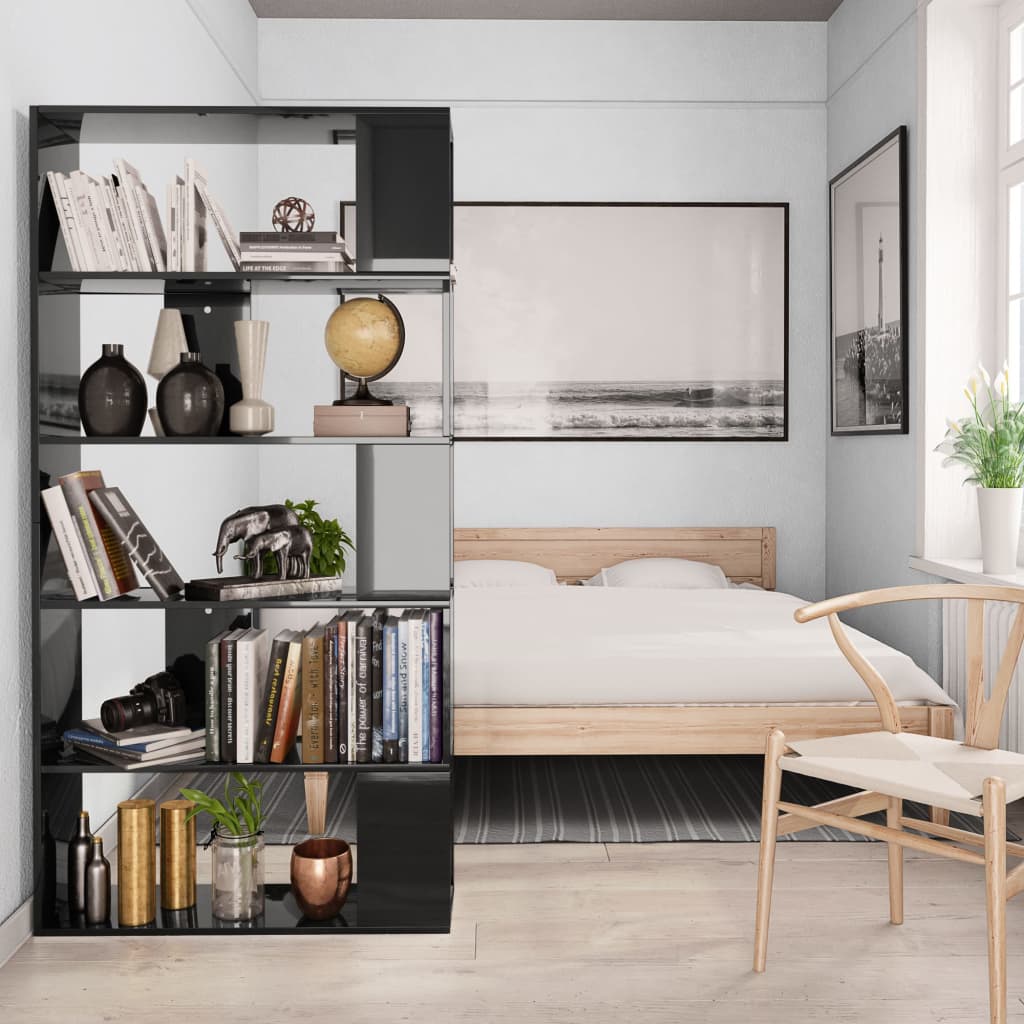 Libreria/Divisorio Nero Lucido 80x24x159 cm