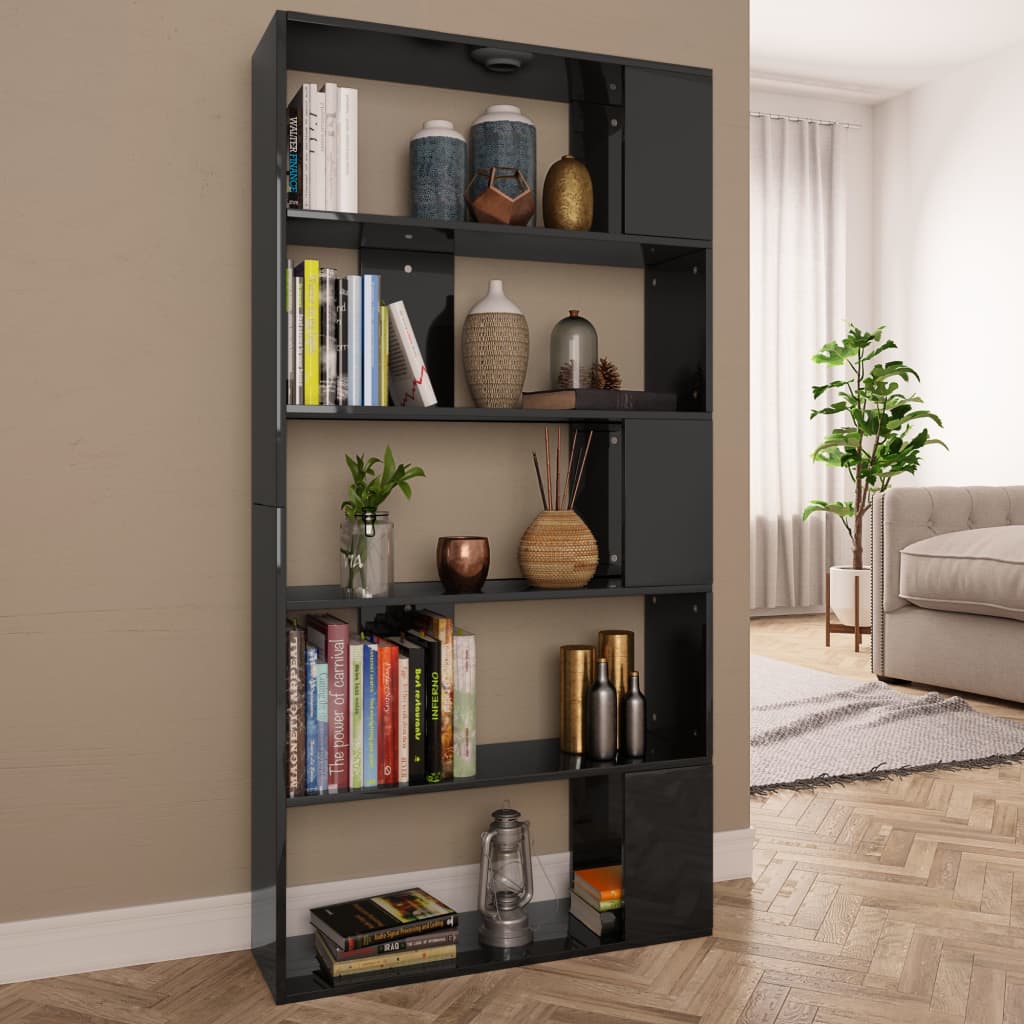 Libreria/Divisorio Nero Lucido 80x24x159 cm