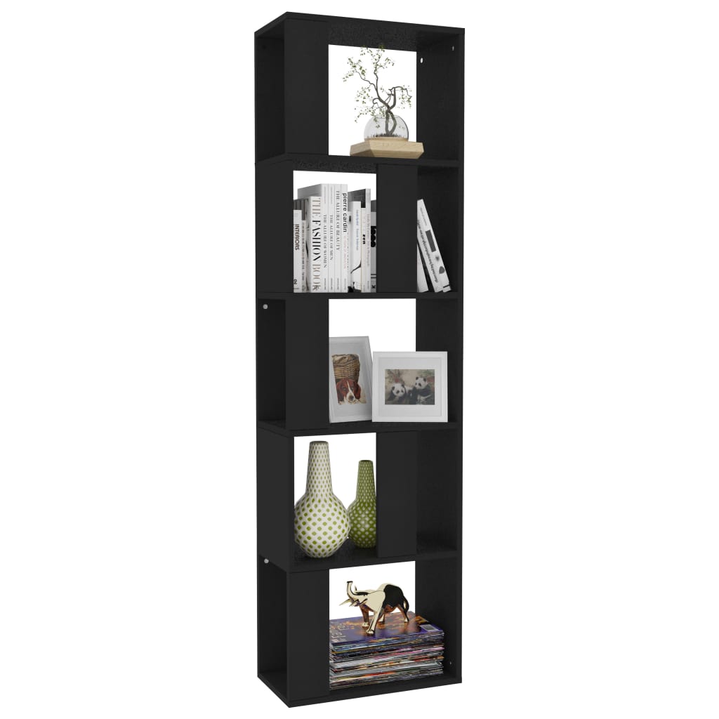 Libreria/Divisorio Nero 45x24x159 cm in Legno Multistrato