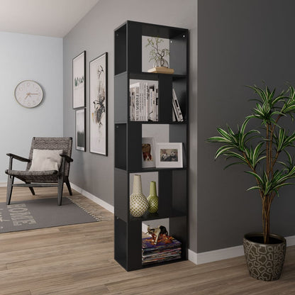 Libreria/Divisorio Nero 45x24x159 cm in Legno Multistrato