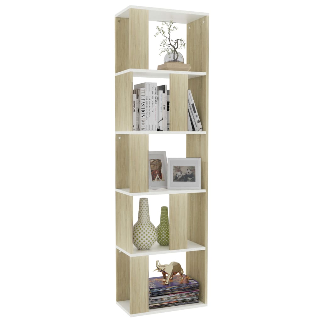 Libreria/Divisorio Bianco Rovere Sonoma 45x24x159 cm