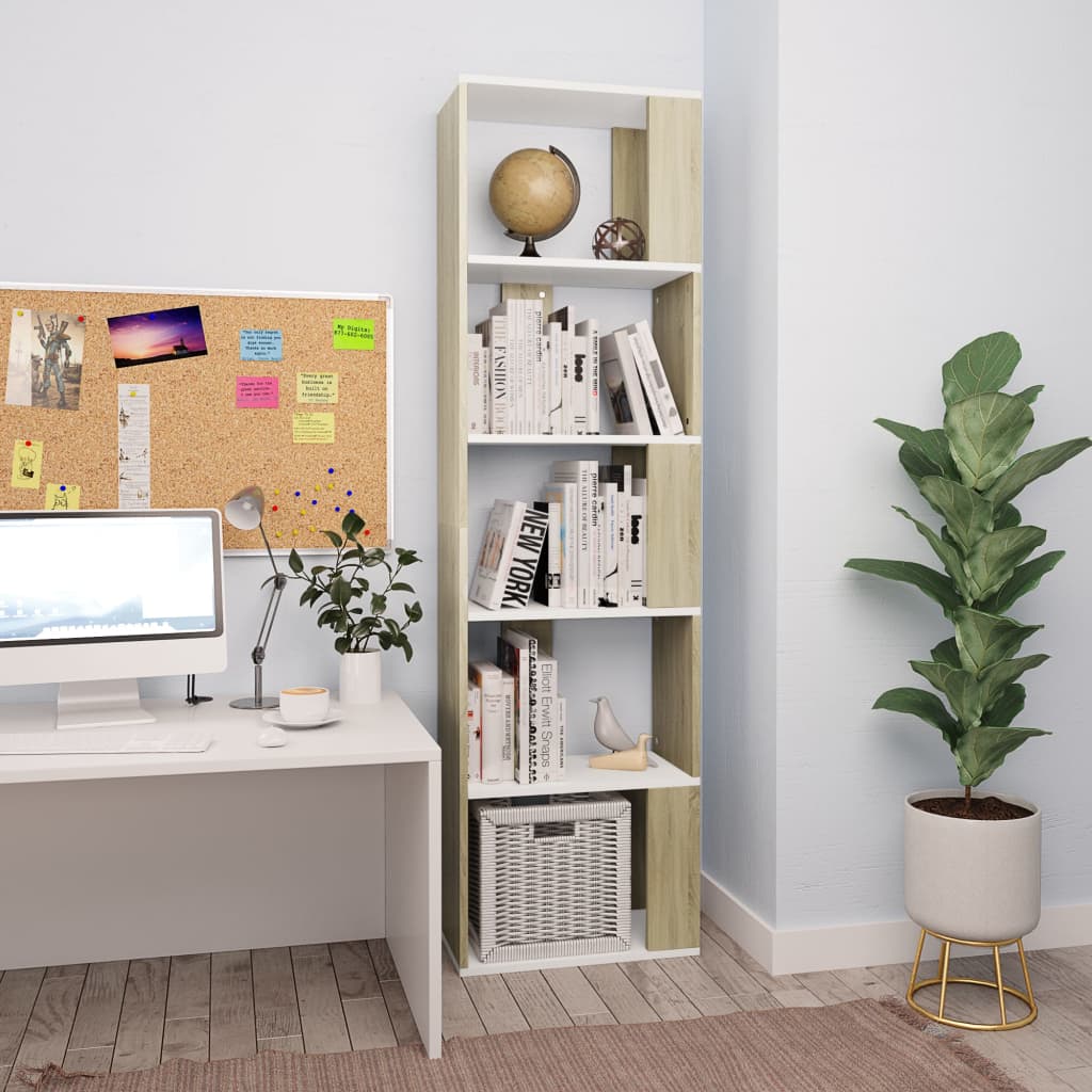 Libreria/Divisorio Bianco Rovere Sonoma 45x24x159 cm