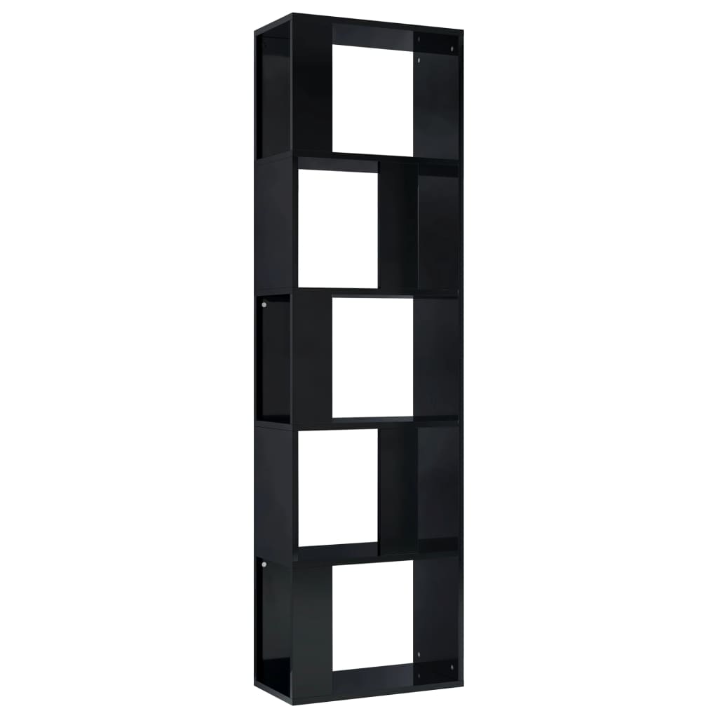 Libreria/Divisorio Nero Lucido 45x24x159 cm Legno Multistrato