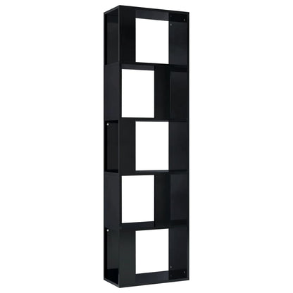 Libreria/Divisorio Nero Lucido 45x24x159 cm Legno Multistrato