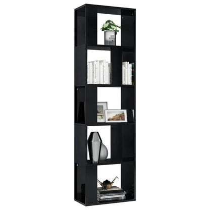 Libreria/Divisorio Nero Lucido 45x24x159 cm Legno Multistrato