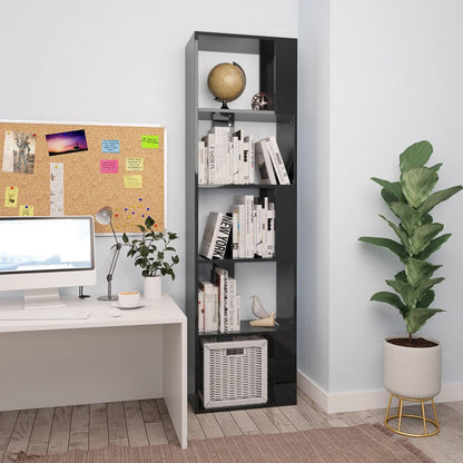 Libreria/Divisorio Nero Lucido 45x24x159 cm Legno Multistrato