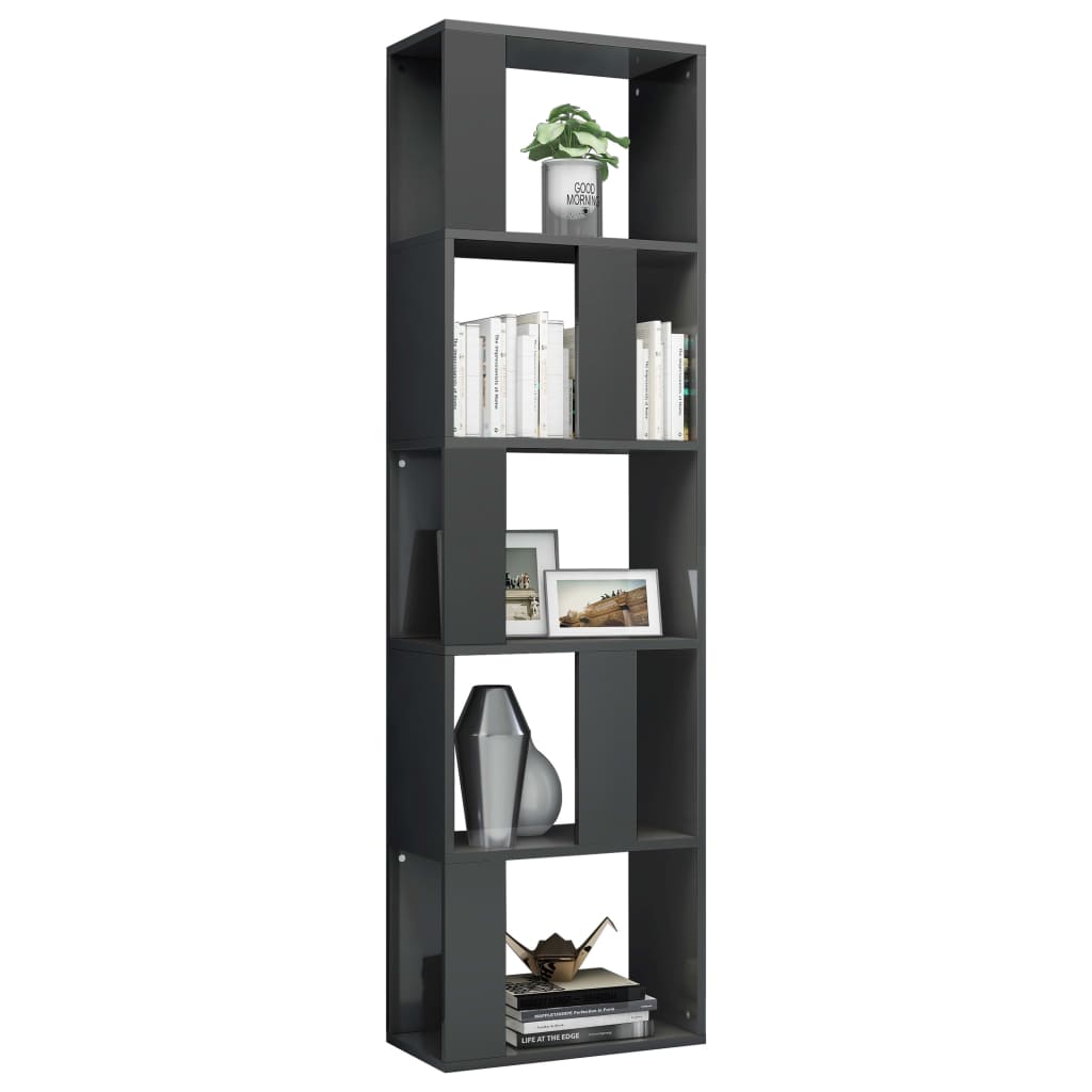 Libreria/Divisorio Grigio Lucido 45x24x159 cm Legno Multistrato