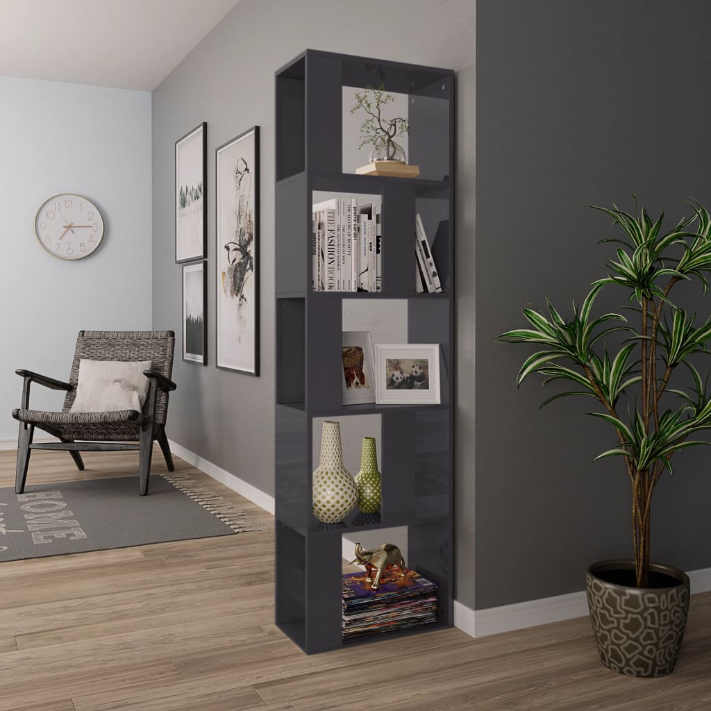 Libreria/Divisorio Grigio Lucido 45x24x159 cm Legno Multistrato