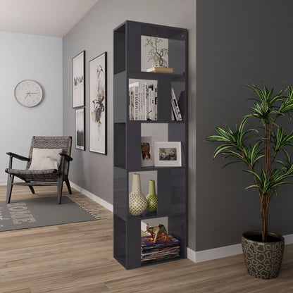Libreria/Divisorio Grigio Lucido 45x24x159 cm Legno Multistrato