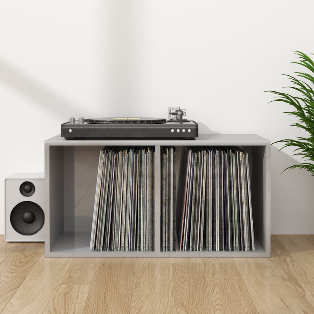 Contenitore per Vinili Grigio Lucido 71x34x36 cm in Multistrato