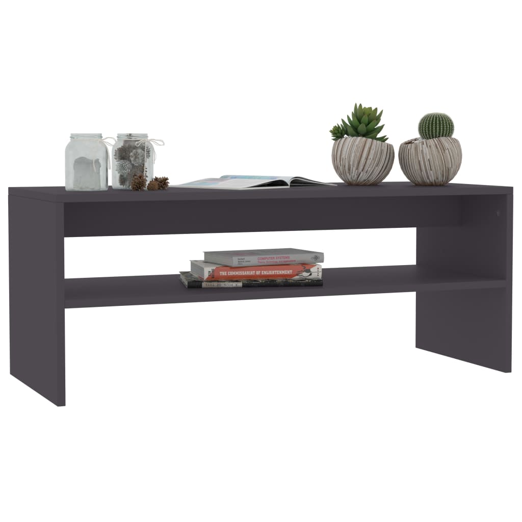 Tavolino da Salotto Grigio 100x40x40 cm in Legno Multistrato