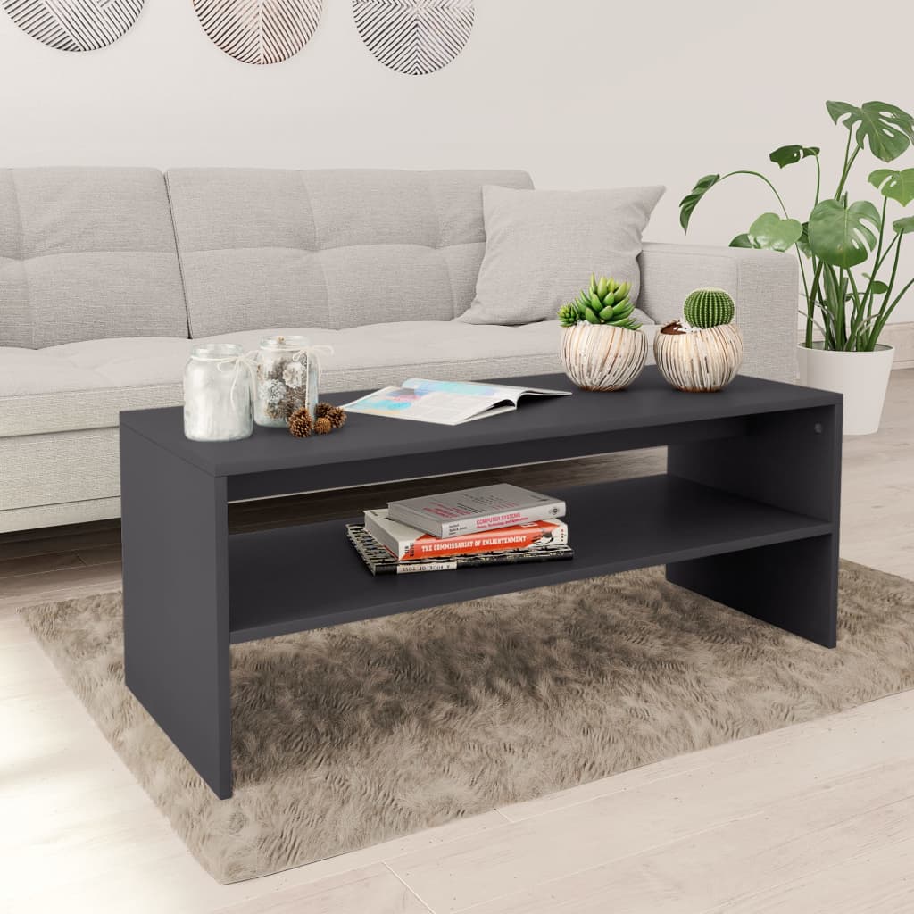 Tavolino da Salotto Grigio 100x40x40 cm in Legno Multistrato