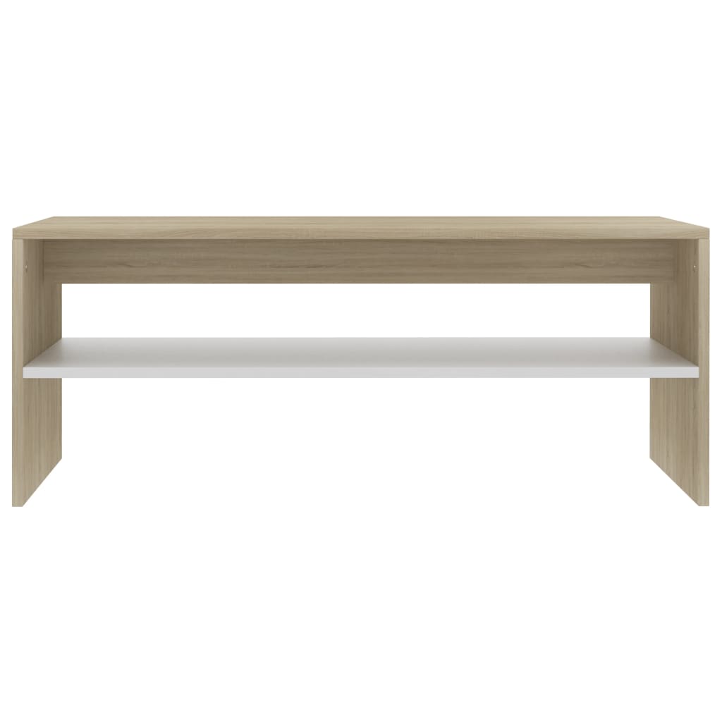 Tavolino Bianco e Rovere Sonoma 100x40x40 cm Legno Multistrato
