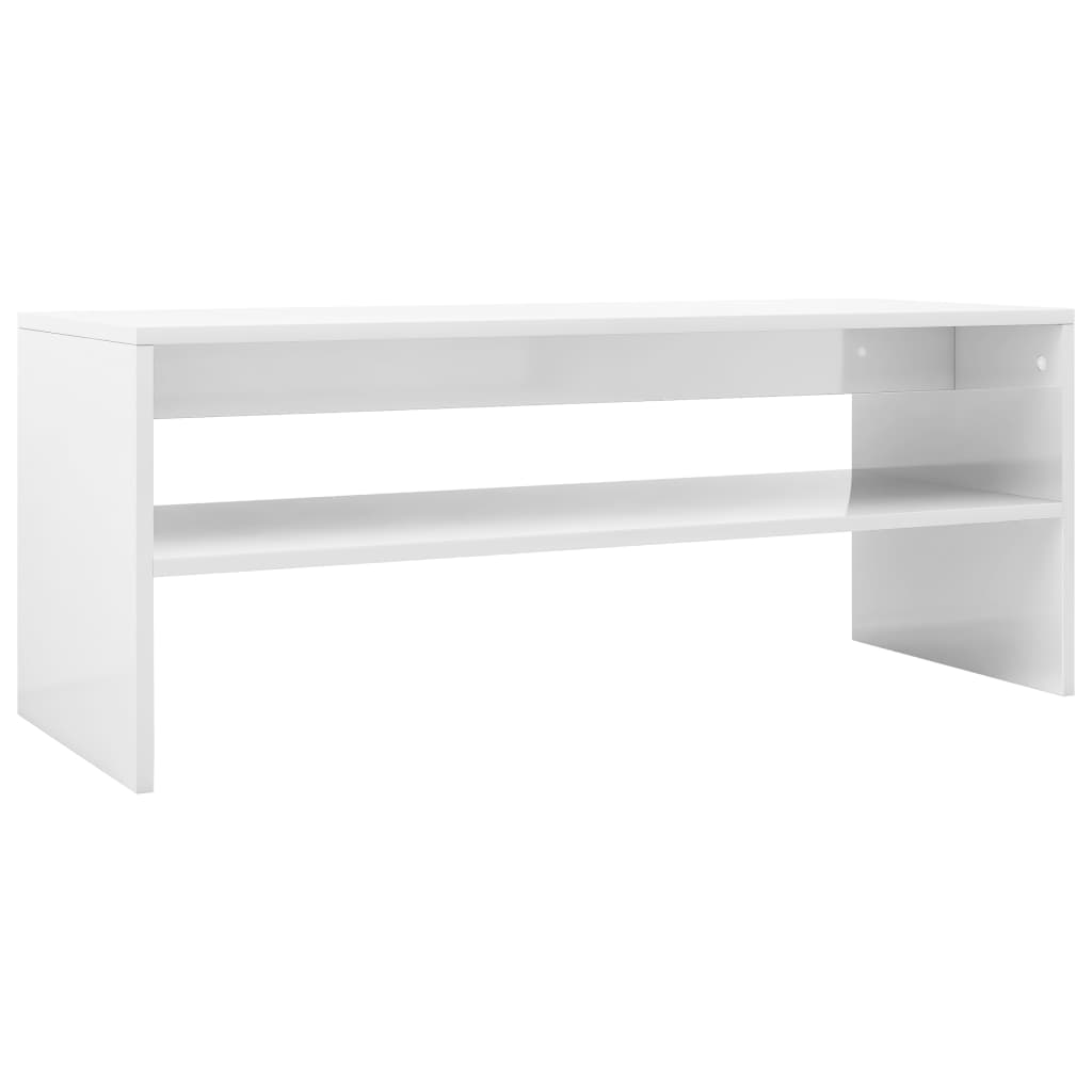 Tavolino da Salotto Bianco Lucido 100x40x40cm Legno Multistrato