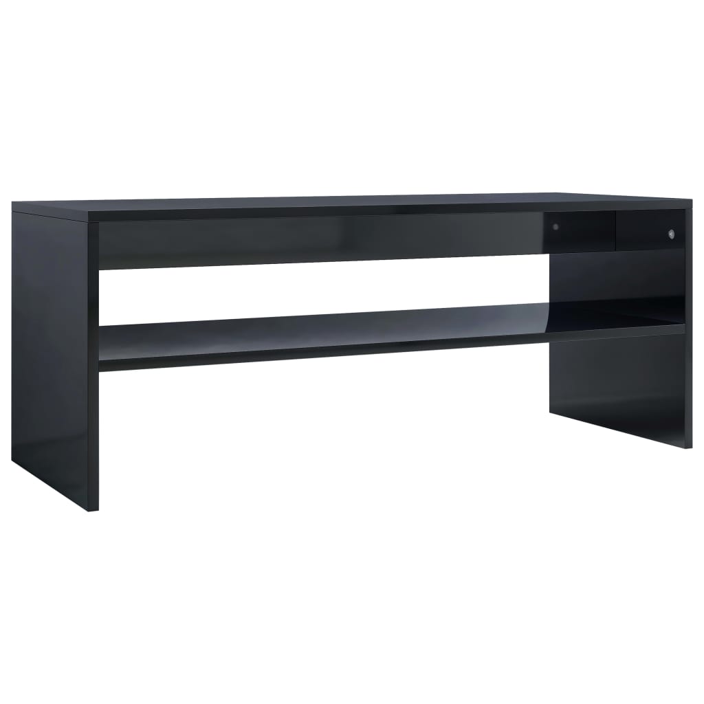 Tavolino da Salotto Nero Lucido 100x40x40cm Legno Multistrato