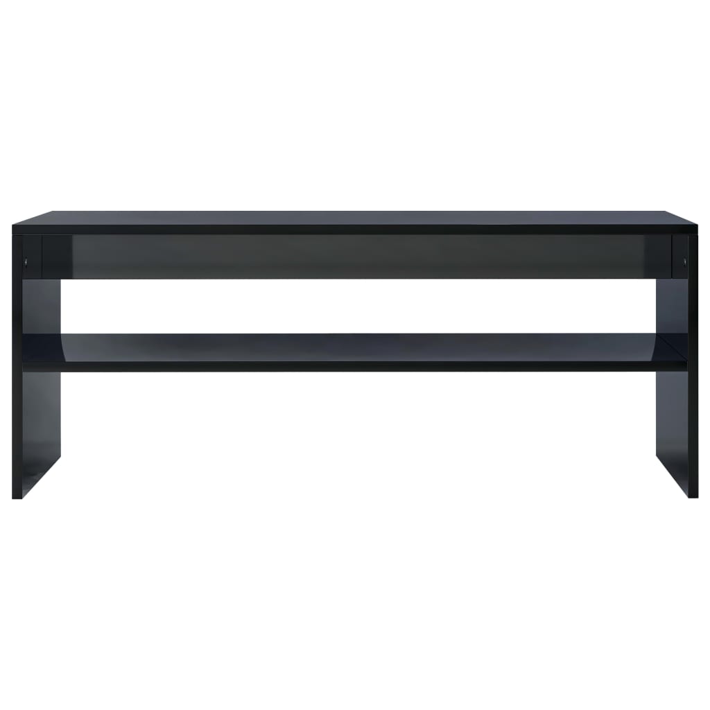 Tavolino da Salotto Nero Lucido 100x40x40cm Legno Multistrato