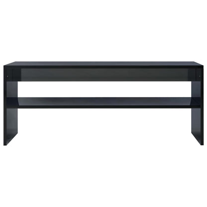 Tavolino da Salotto Nero Lucido 100x40x40cm Legno Multistrato
