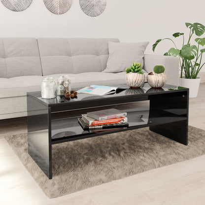 Tavolino da Salotto Nero Lucido 100x40x40cm Legno Multistrato