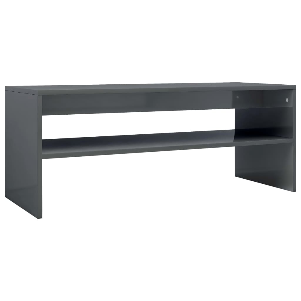 Tavolino da Salotto Grigio Lucido 100x40x40cm Legno Multistrato