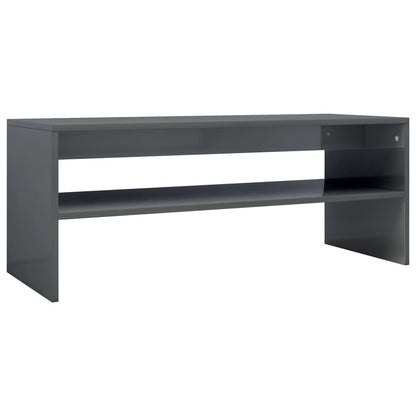 Tavolino da Salotto Grigio Lucido 100x40x40cm Legno Multistrato