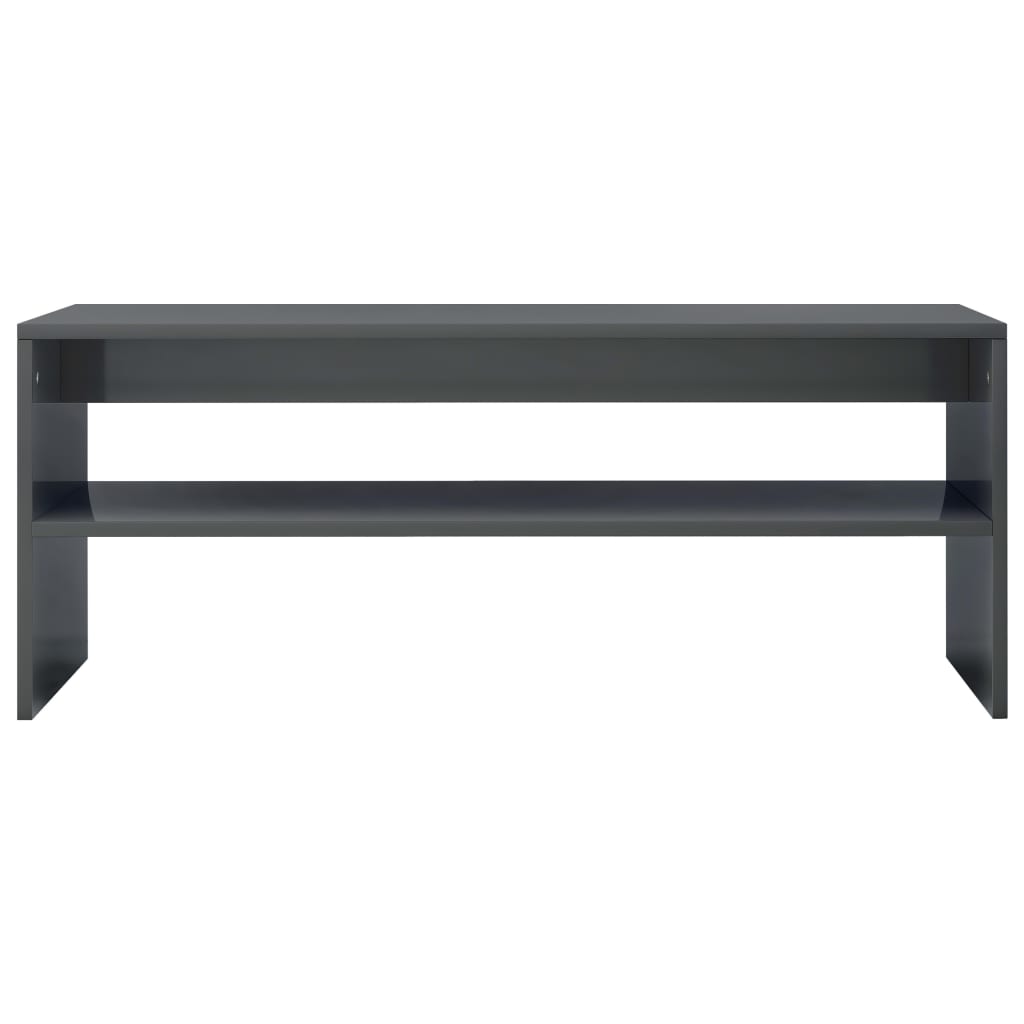 Tavolino da Salotto Grigio Lucido 100x40x40cm Legno Multistrato