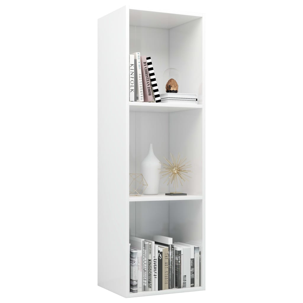 Libreria/Mobile TV Bianco Lucido 36x30x114 cm Legno Multistrato