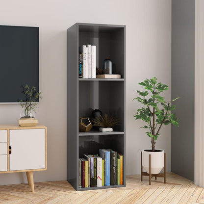 Libreria/Mobile TV Grigio Lucido 36x30x114 cm Legno Multistrato