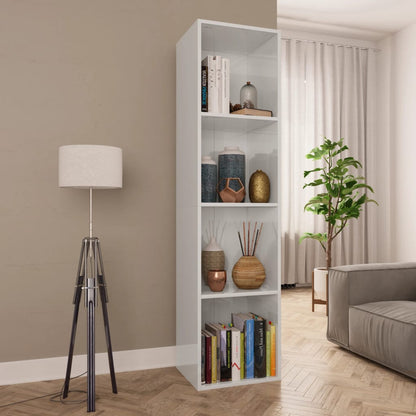 Libreria/Mobile TV Bianco Lucido 36x30x143 cm Legno Multistrato