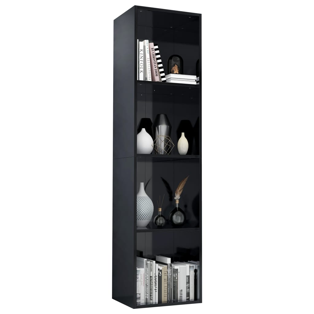 Libreria/Mobile TV Nero Lucido 36x30x143 cm Legno Multistrato